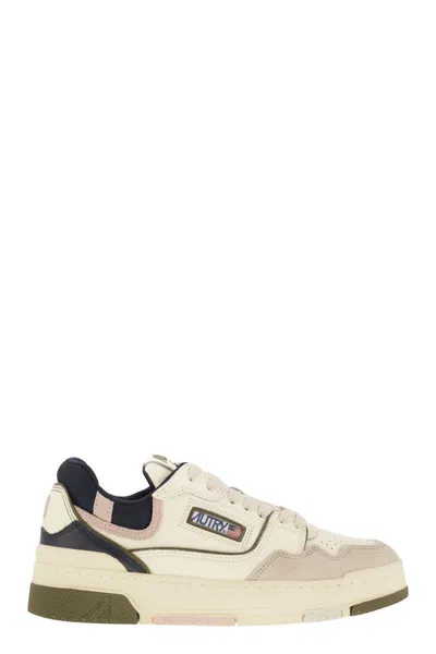 Autry Low Top Leather And Fabric Sneakers In Neutral