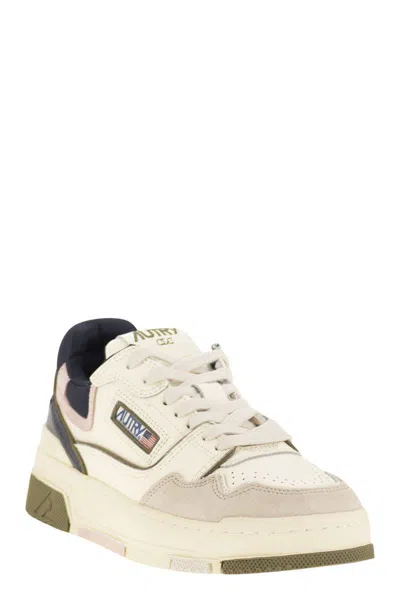 Autry Low Top Leather And Fabric Sneakers In Neutral