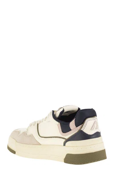 Autry Low Top Leather And Fabric Sneakers In Neutral