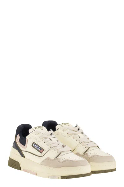 Autry Low Top Leather And Fabric Sneakers In Neutral