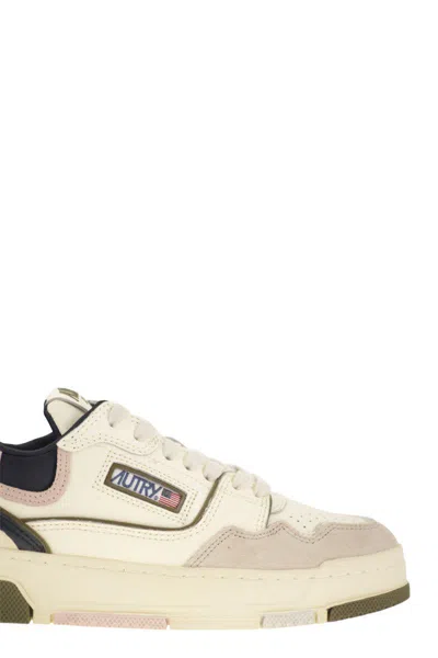 Autry Low Top Leather And Fabric Sneakers In Neutral