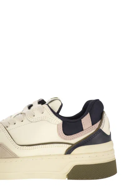 Autry Low Top Leather And Fabric Sneakers In Neutral