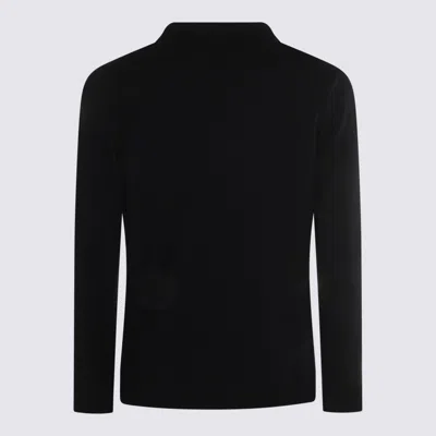Zanone Crewneck Sweater With Front Pockets And Notched Lapel In Black