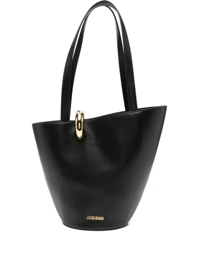 Jacquemus Le Petit Bambola Leather Top Handle Bag In Black