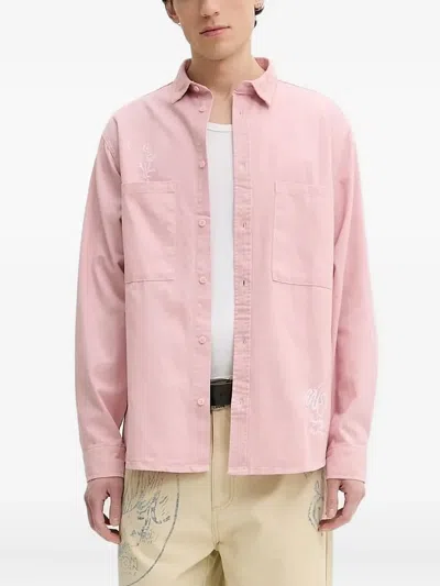 Desigual Flower-embroidered Shirt In Pink