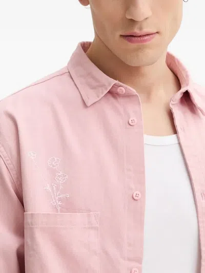 Desigual Flower-embroidered Shirt In Pink