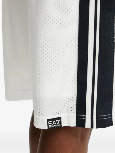 Ea7 Side-stripe Shorts In White