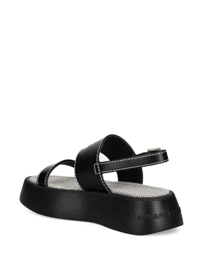 Armani Exchange Double-strap Platform Sandals In Black
