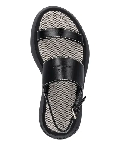 Armani Exchange Double-strap Platform Sandals In Black