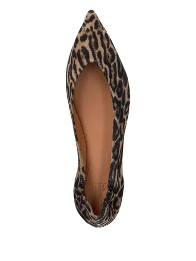 Billi Bi Pointed-toe Leopard-print Ballet Flats In Brown