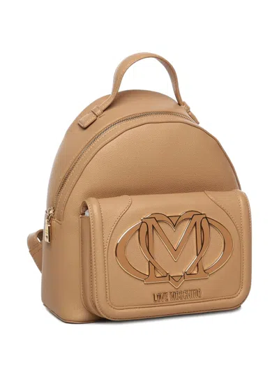 Love Moschino Backpack With Large Logo In Nude