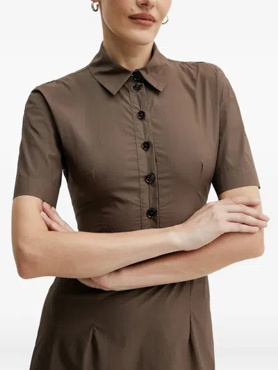 Patrizia Pepe Button-front Open-back Minii Dress In Brown