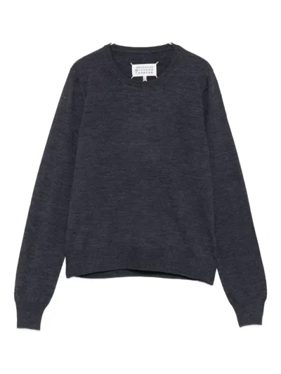 Maison Margiela Lightweight Wool Crewneck Long Sleeve Sweater In Blue