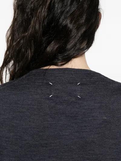 Maison Margiela Lightweight Wool Crewneck Long Sleeve Sweater In Blue