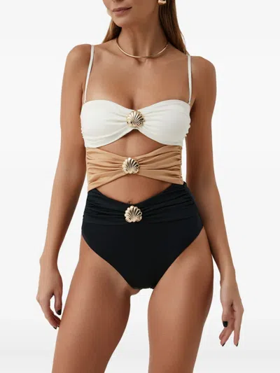 Sofia Erhan Shell-embellished Swimsuit In Multi