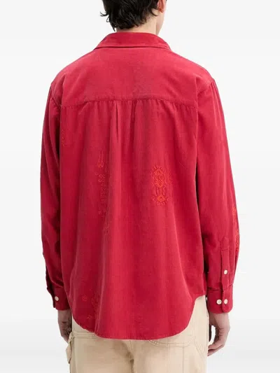 Desigual Embroidered Corduroy Shirt In Red