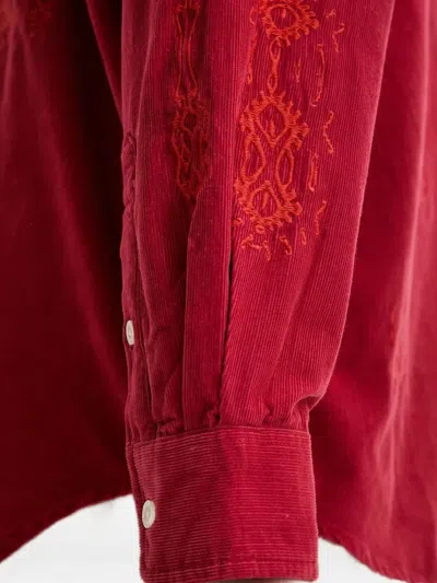 Desigual Embroidered Corduroy Shirt In Red