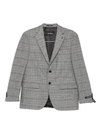 Karl Lagerfeld Checked Two-button Jacket In Gray