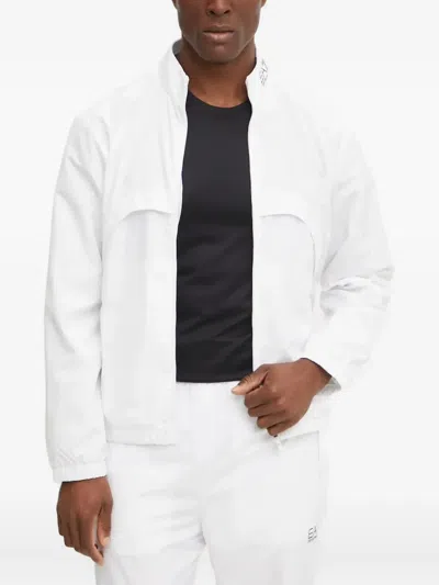 Ea7 Logo-print Zip-up Jacket In White