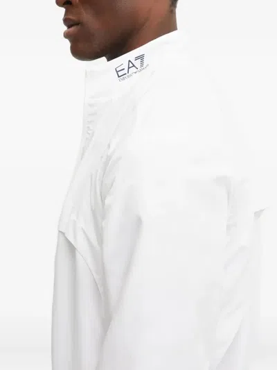Ea7 Logo-print Zip-up Jacket In White