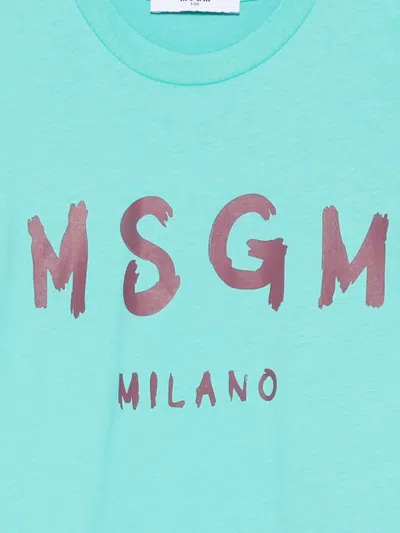 Msgm Logo-print T-shirt In Blue