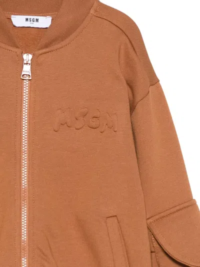 Msgm Patch-pocket Bomber Jacket In Brown