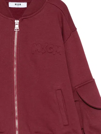 Msgm Patch-pocket Bomber Jacket In Red