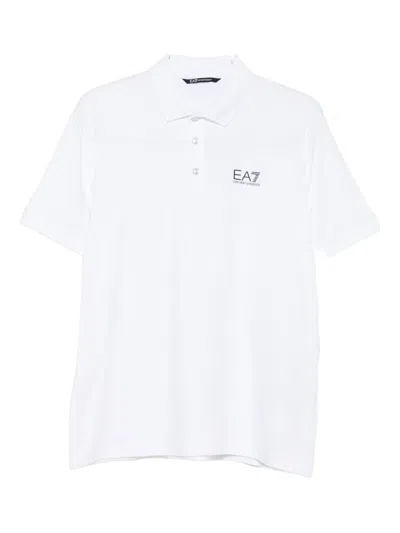 Ea7 Logo Polo Shirt In White