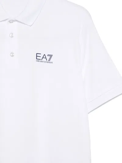 Ea7 Logo Polo Shirt In White