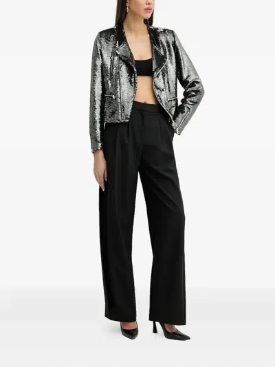 Iro Luzia Sequin-embellished Biker Jacket In Black