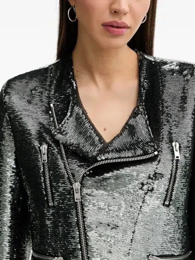 Iro Luzia Sequin-embellished Biker Jacket In Black