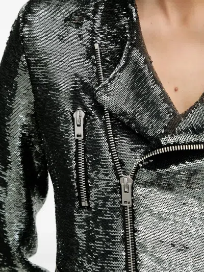 Iro Luzia Sequin-embellished Biker Jacket In Black