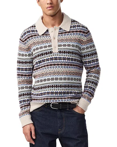 Nn07 Robbie Fair Isle Wool-blend Polo Sweater In Multi
