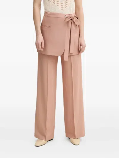 Aeron Wrap-front Split-hem Trousers In Pink