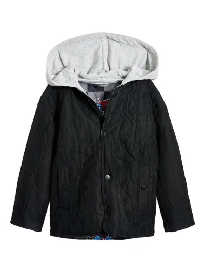 Desigual Spider-man Check Quilted Jacket In Black