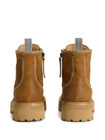 Woolrich Round Toe Lace Up Platform Boots In Brown