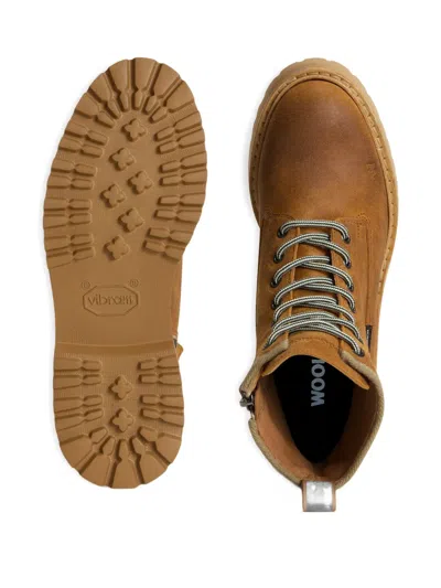 Woolrich Round Toe Lace Up Platform Boots In Brown