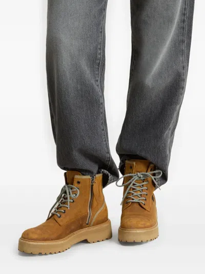 Woolrich Round Toe Lace Up Platform Boots In Brown