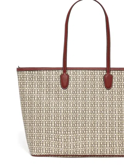Pedro Del Hierro Monogram-pattern Leather-trimmed Tote Bag In Neutral