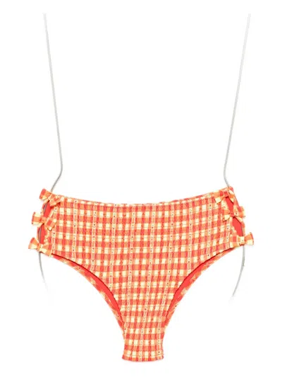 抽褶蝴蝶结缀饰比基尼三角裤