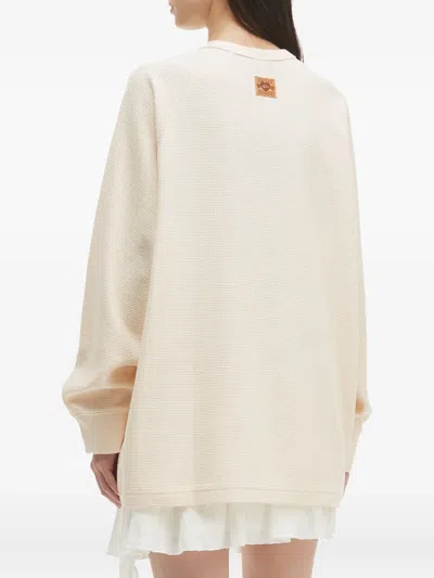 Fingercroxx Waffle-knit Logo-embroidered Sweatshirt In Neutral