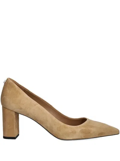 Hugo Boss Pointed-toe Block-heel Heeled Pumps In Neutral
