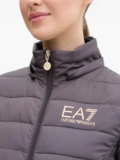 Ea7 Core Lady Recycled Technical Fabric Padded Hooded Jacket In Gray