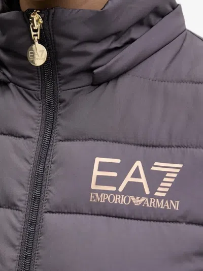 Ea7 Core Lady Recycled Technical Fabric Padded Hooded Jacket In Gray