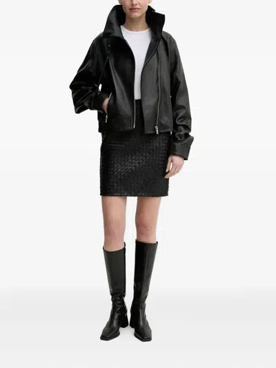Won Hundred Belted Leather Jacket In Black