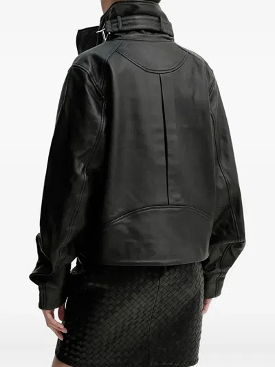 Won Hundred Belted Leather Jacket In Black
