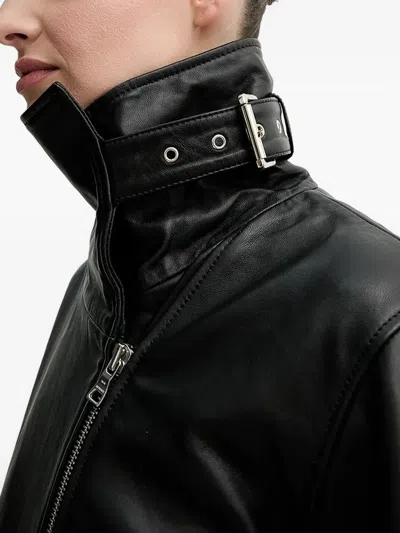 Won Hundred Belted Leather Jacket In Black