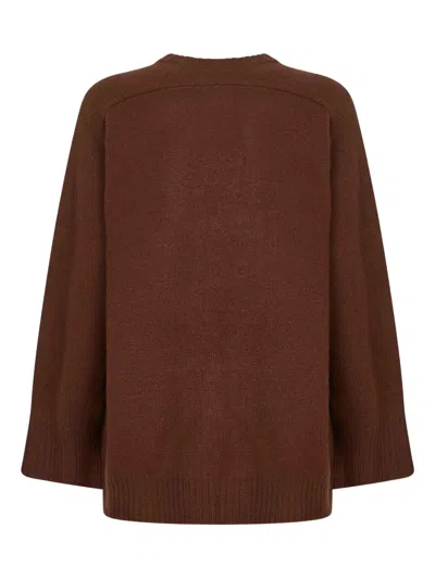 Loulou De Saison Wide-cuff Cashmere Sweater In Brown