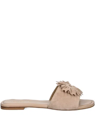 Baldinini Flower-embellished Suede Slides In Multi