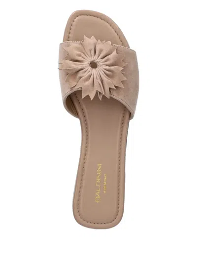Baldinini Flower-embellished Suede Slides In Multi